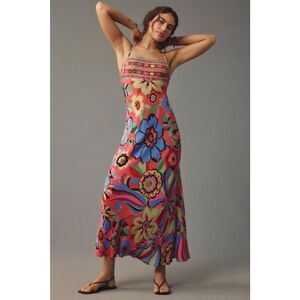 New Anthropologie RIXO Brandon Floral Embroidered Maxi Dress Size Medium